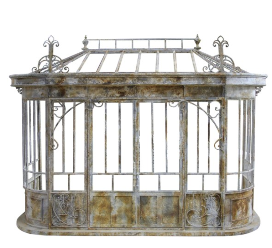 Park Hill Collection Aged Metal Conservatory Facade, iron greenhouse doors