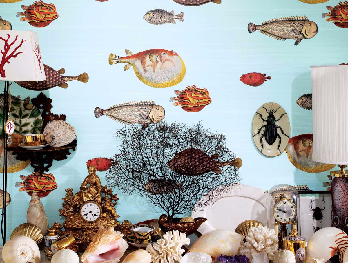 Cole and Son Acquario Wallpaper pale blue, Cole and Son whimsical wallpaper