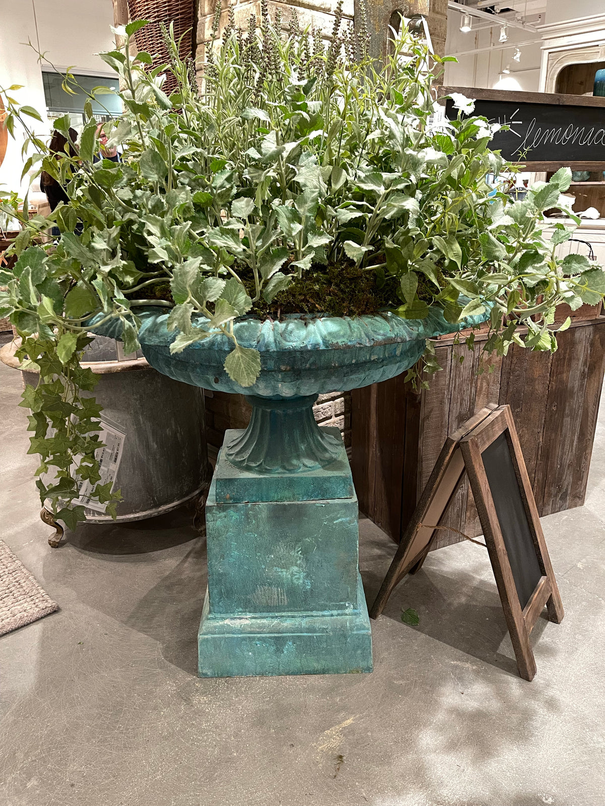 Iron Patina Urn with Pedestal
