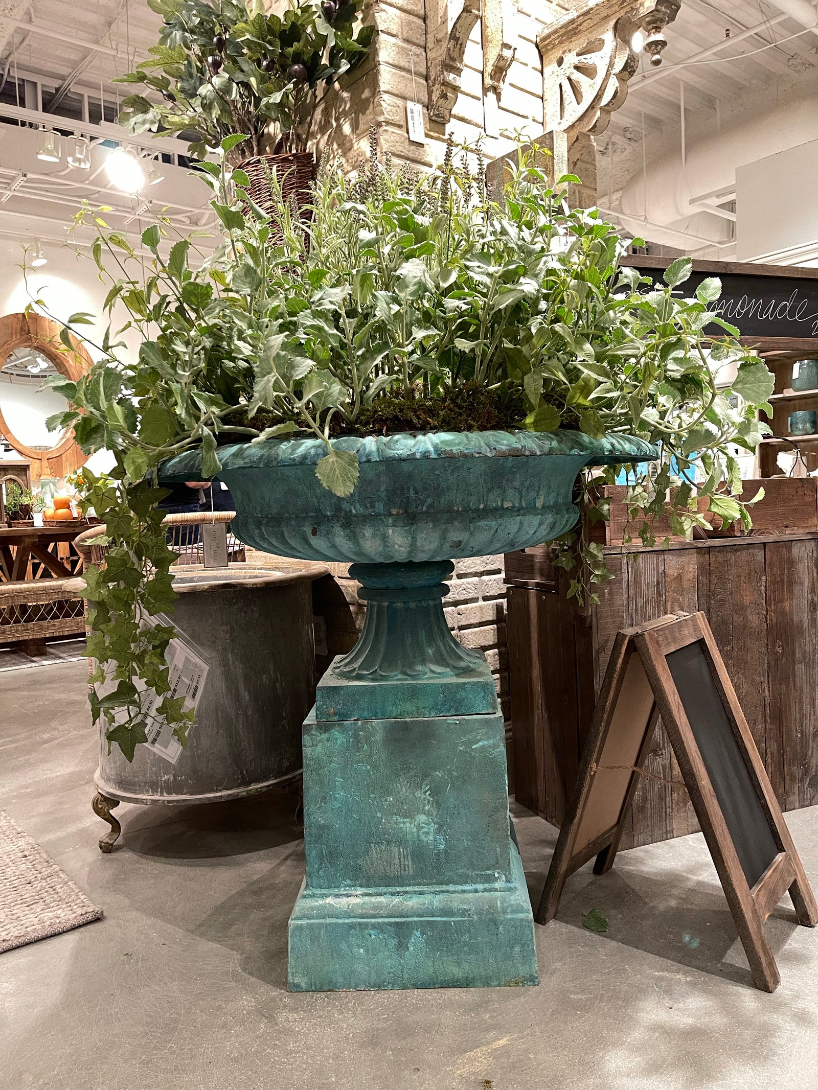 park hill collection cast iron estate urn with pedestal, restoration hardware outdoor estate urns  