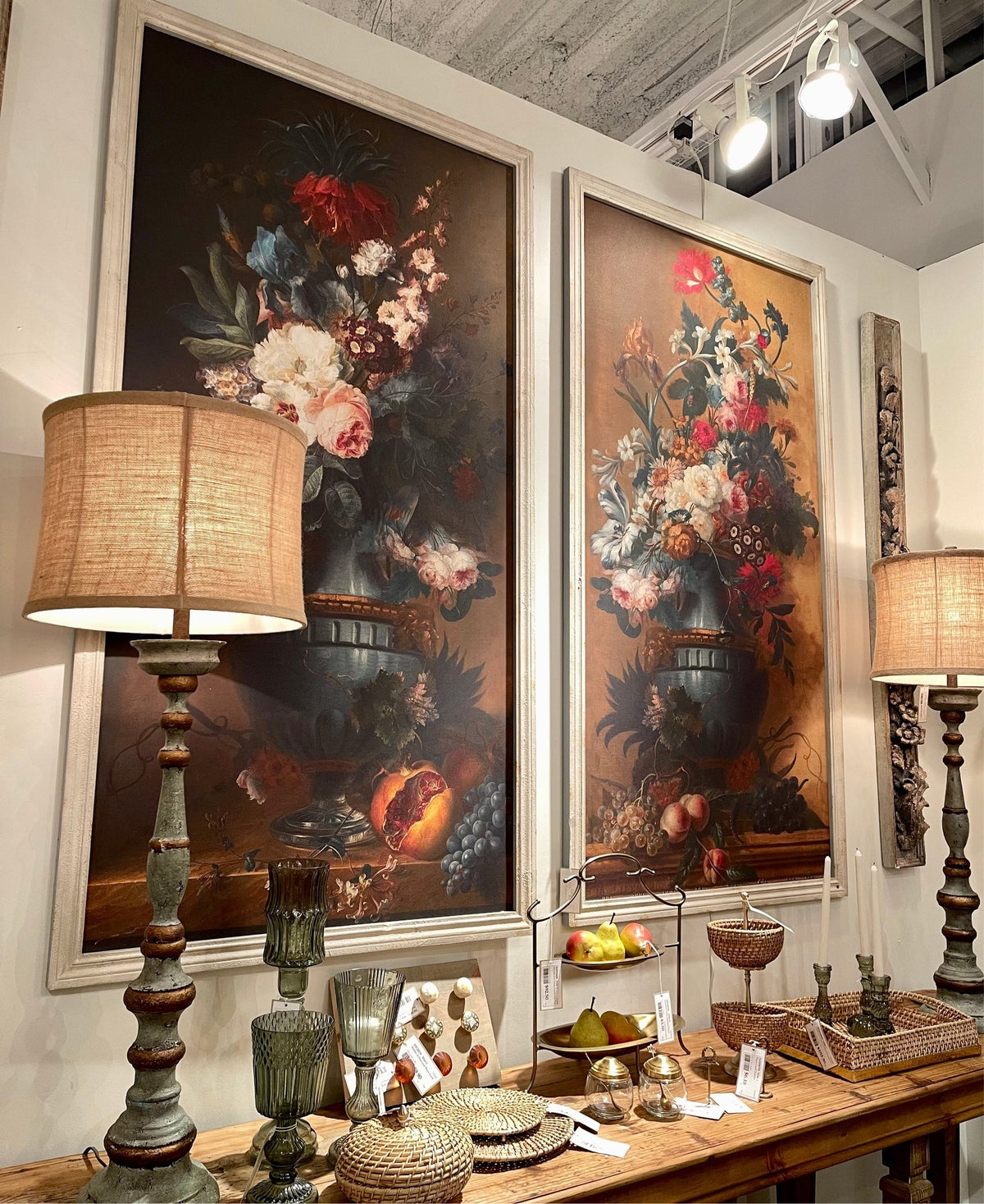 Antique Floral Paintings for sale, Large southern home floral paintings