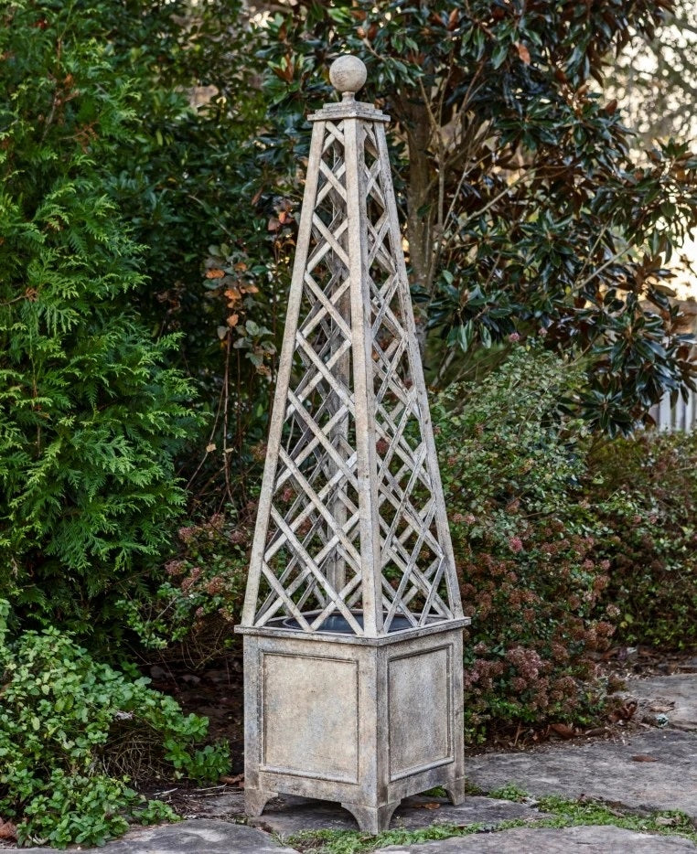 Aged Iron Trellis Planter, Vintage Garden Trellis Planters for sale