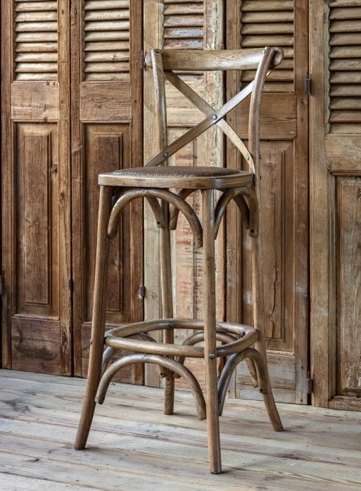 Park Hill Wooden Cross Back Bar Stool, Wooden Cross Bar Counter Stools for sale