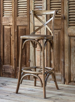 Hand-Woven Cross- Laced Seat Bar Stool