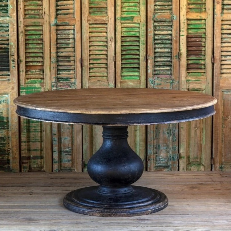 Restoration Hardware vintage round foyer table, Reclaimed wood round dining table Park Hill