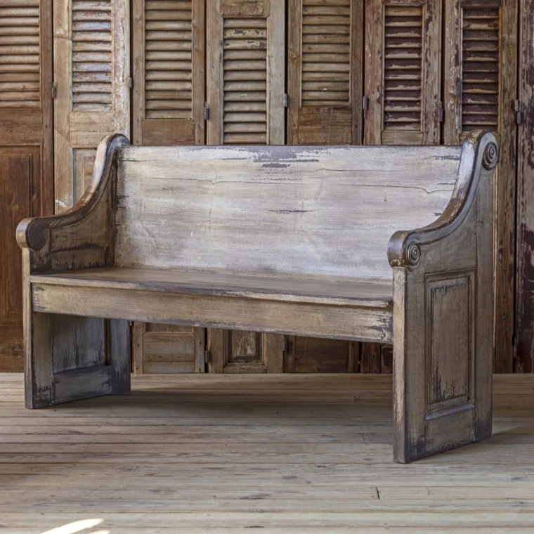 Park Hill Vintage Chapel Bench for sale, Antiqued Church Pew Bench for sale