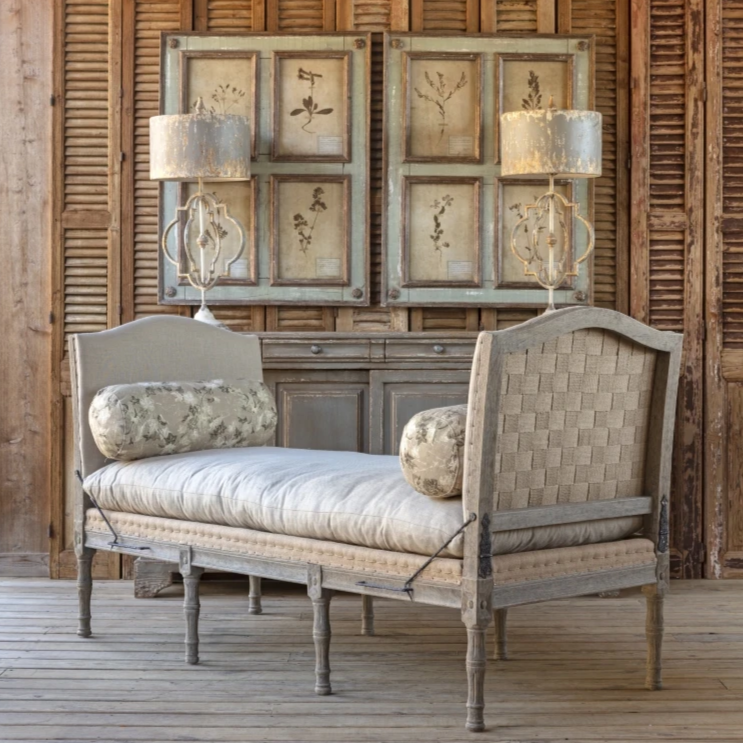 Vintage Style burlap Daybed for sale, Antique Burlap Daybed for sale