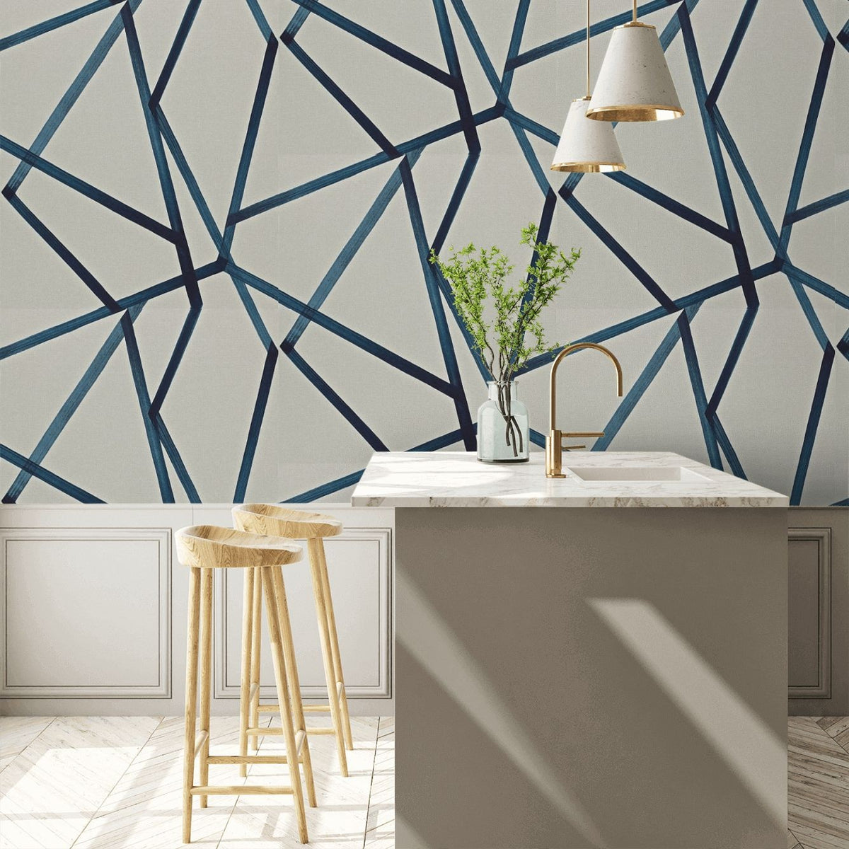 Harlequin Sumi Wallpaper, Linen/Indigo