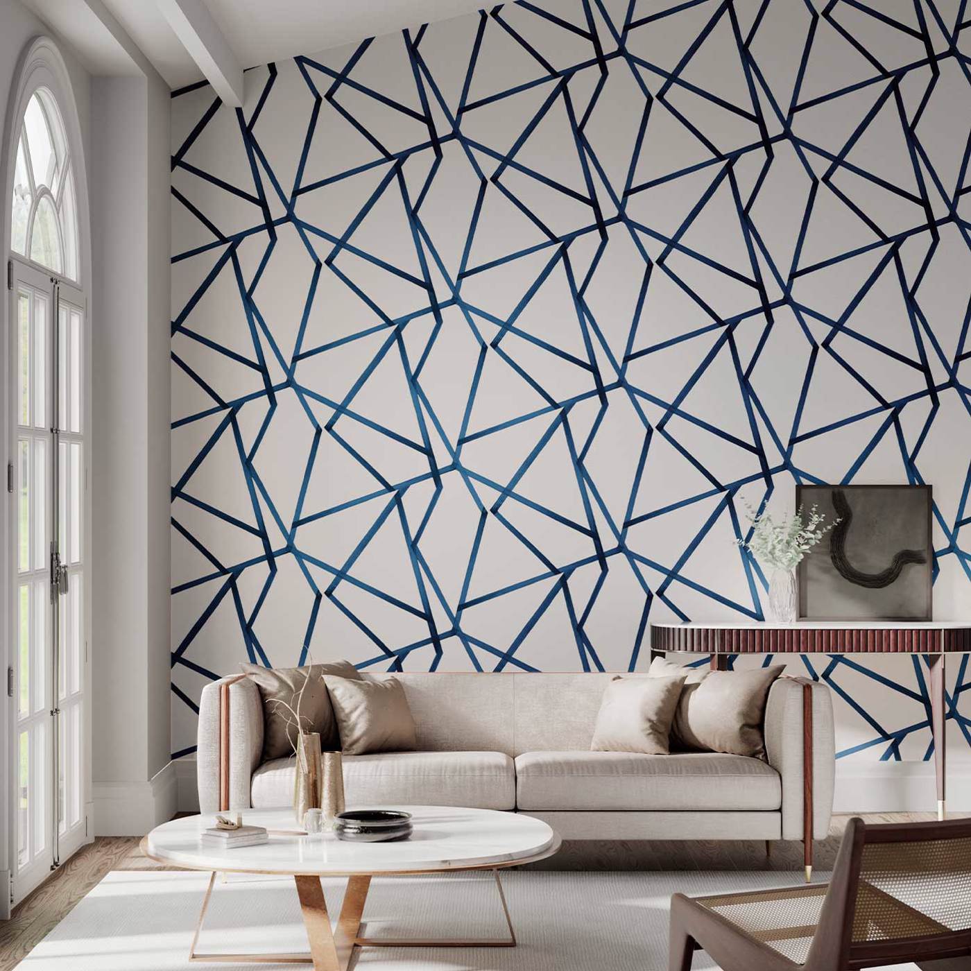 Harlequin Sumi Wallpaper, Linen/Indigo